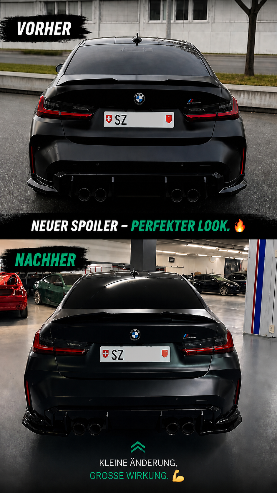 Neuer Spoiler BMW – Vorher Nachher